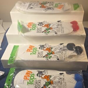 New Vintage Pom Pom Tennis  Socks White Women's  Size 8 1/2-11 Set of 4